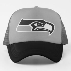 NEW Seattle Seahawks Greyscale Logo Foam Trucker Snapback Hat 3TONE GREY